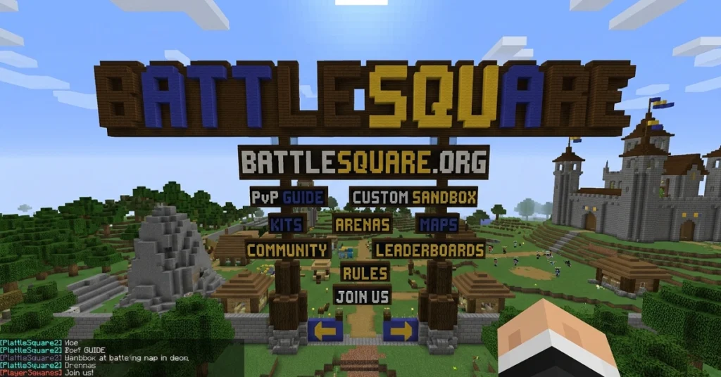 Minecraft playbattlesquare custom sandbox pvp battle arena guide