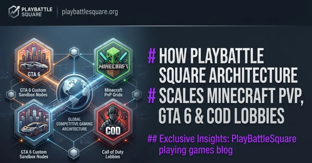 A high-end workspace reviewing the playing games blog playbattlesquare